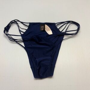 Victoria's Secret Silky Cheek ink Underwear Medium Navy Strappy Cage Panty NEW